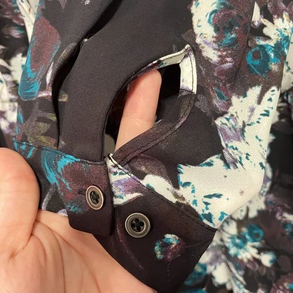 KISMET Black, White, & Blue Floral Dress Formal/Workwear Lined Sz M - Picture 6 of 7